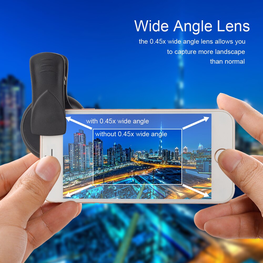 APEXEL Cell Phone Lens Kit 0.45x Super Wide Angle and 12.5x Super Macro Lens HD Camera Lentes for iPhone X 8 iPAD Samsung More