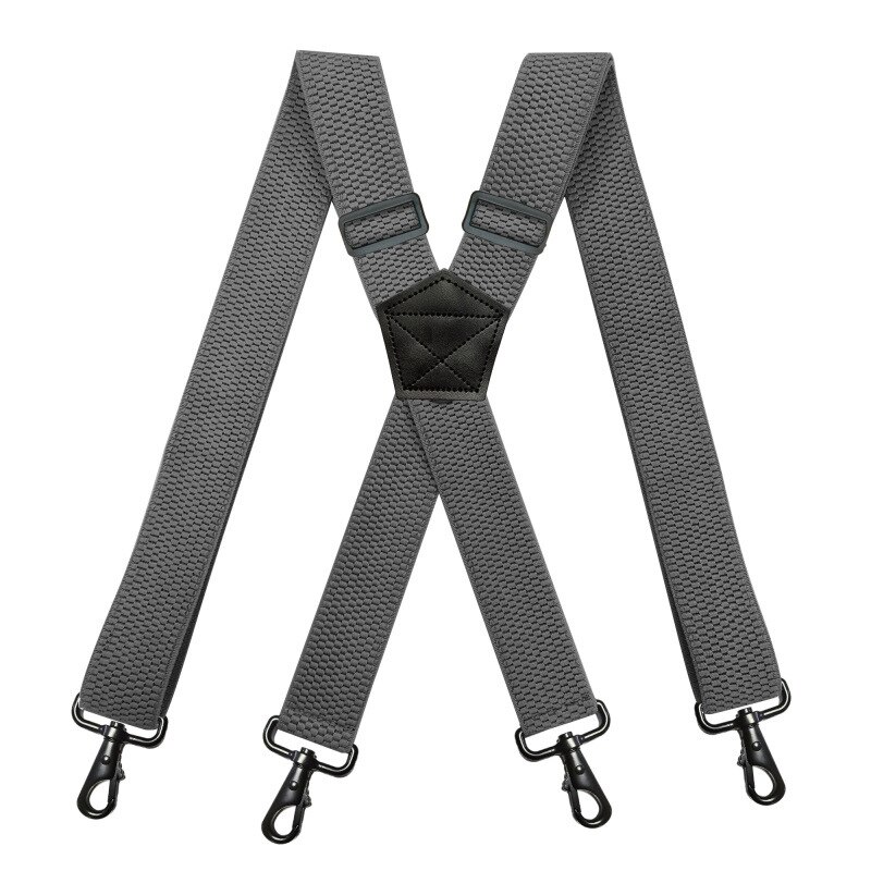 Deepeel 1pc 3.5*120cm Men's Braces X-shaped Corn Grain Stretch Wide Suspenders Black Hook Buckle 4 Clip Straps Male Jockstrap: Gray
