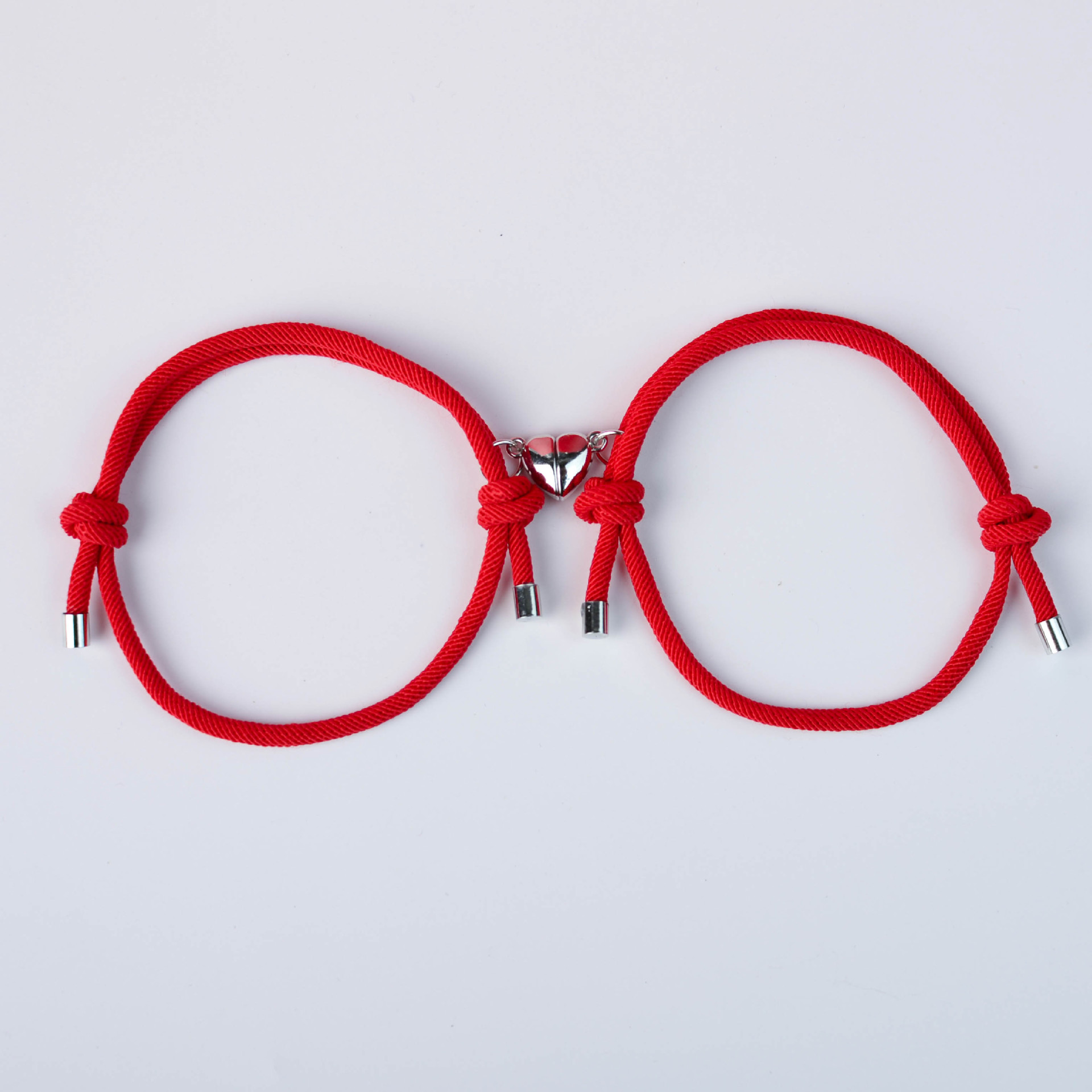 2 uds pulsera magnética pulsera magnética pareja cerradura corazón pulsera magnética cuerda trenzada ajustable pulsera de amistad para dos: Color oro puro