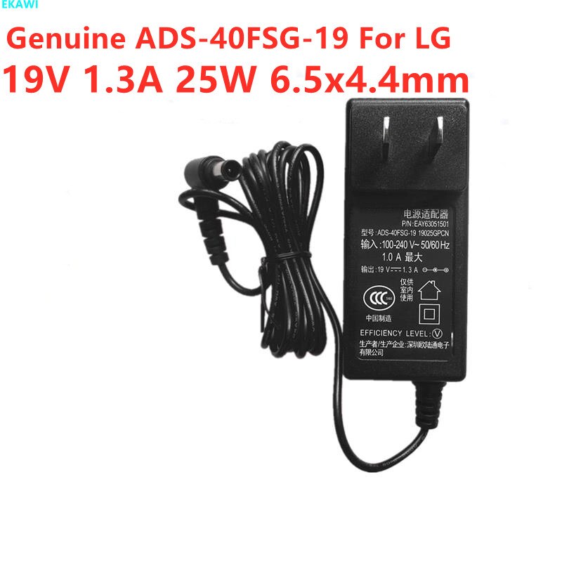 Echt ADS-40FSG-19 19V 1.3A 25W 6.5X4.4Mm Ac Power Supply Adapter Oplader Voor Lg LCAP26-E E1948S e2242C E2249 24M35DB Monitor