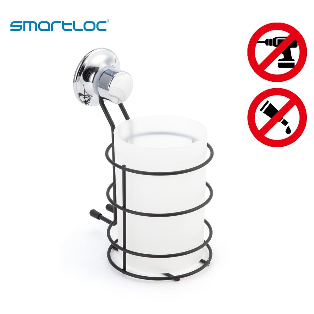 Smartloc Vacuum Suction Iron Wall Mounted Tumbler Holder Bathroom Accessories Organizer Bath Shower Storage Container