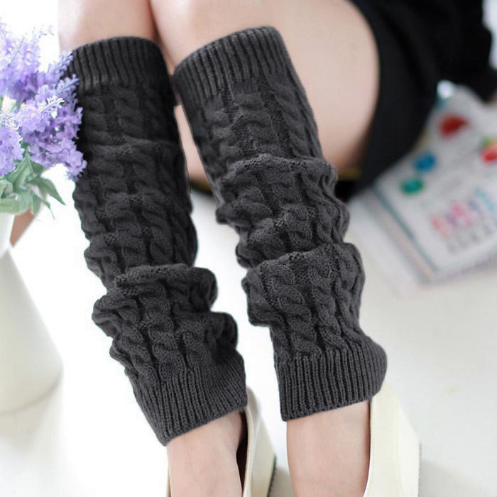 Calentadores tejidos de lana para mujer, calcetines cálidos hasta la rodilla, tejidos a ganchillo para invierno, calentadores de piernas, calcetines modernos