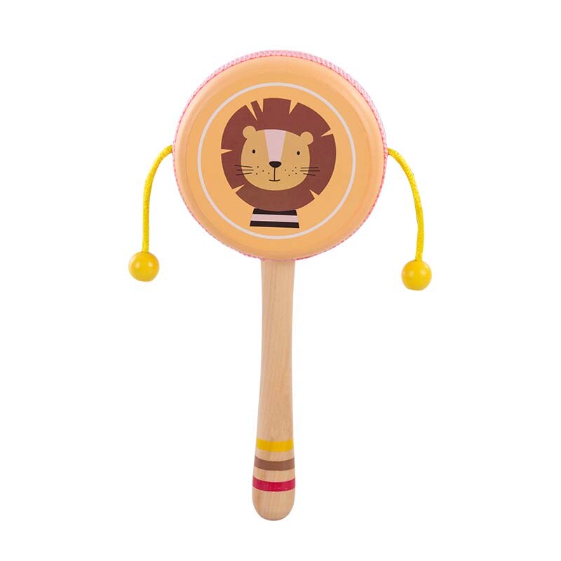 Holz Hand Baby Rassel Spielzeug Kinder Frühe Pädagogische Hören Spielen Trommel Tier Spielzeug Für Infant PHOOHI: Lion