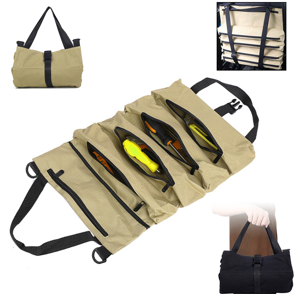 Botiquín de primeros auxilios para coche, estuche de almacenamiento en rollo, bolsa de almacenamiento, bolsa de herramientas enrollable multiusos ajustable