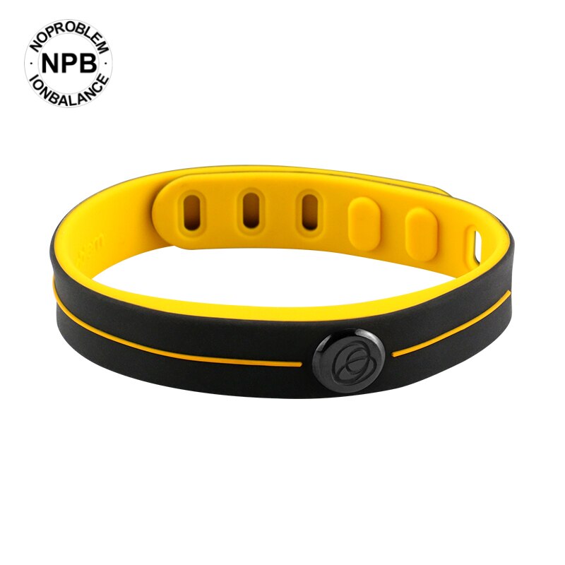 【FDA Registration】Noproblem Smart 3000ions Waterproof Sports Rubber Power Health Choker Tourmaline Band Bracelet P101: black-yellow