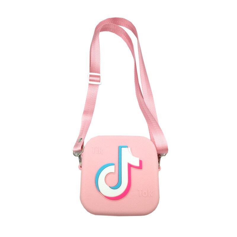 Kinderen Cartoon Tik-Tok Schoudertas Silicone Purse Boodschappers Zakken Handtas Rits Crossbody Tassen Schoudertas Leuke: Roze