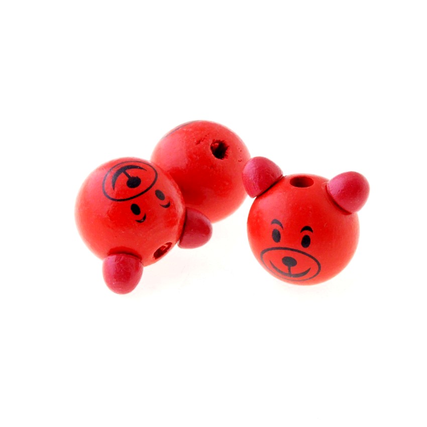 5PCs Color Lovely Animal Cute Bear Wood Beads 27x28mm: black