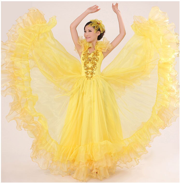 Danza de vientre español 550 grados vestido falda traje largo Flamenco faldas spaarse Flamenco juck Vestidos para mujeres niñas