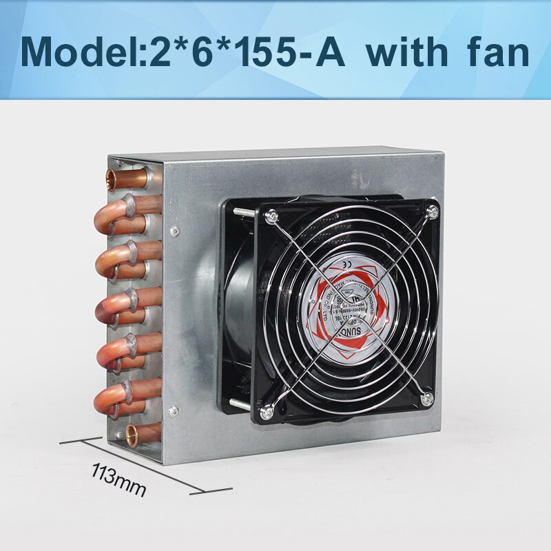 1 stücke Kondensator klimaanlage Kühlschrank Mit Gefrierfach Kondensator mit Fan Shell Kupfer Rohr Aluminium Ausrüstung Wasser kühlung: 2x6x155 A with fan / with joint