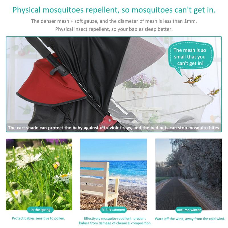 Mosquitera Universal para cochecito de bebé, sombrilla para el sol, carrito Anti-UV, mosquitera plegable, mosquitera, red de protección para el coche de bebé