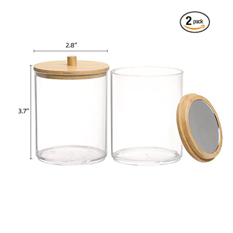Badkamer Organizer Cosmetische Opbergdoos Katoenen Bal Qtip Beugel Acryl Opslag Jar Pen Houder Met Bamboe Cover Stofdicht: B-4