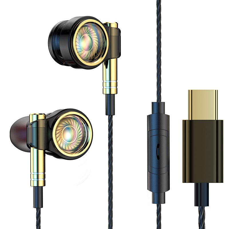 Super Bass Hoofdtelefoon Hifi Stereo In-Ear Oortelefoon Noise Cancelling Wired Oortelefoon met Microfoon voor Sony Xiaomi Zuiger Huawei: Type C Earphone