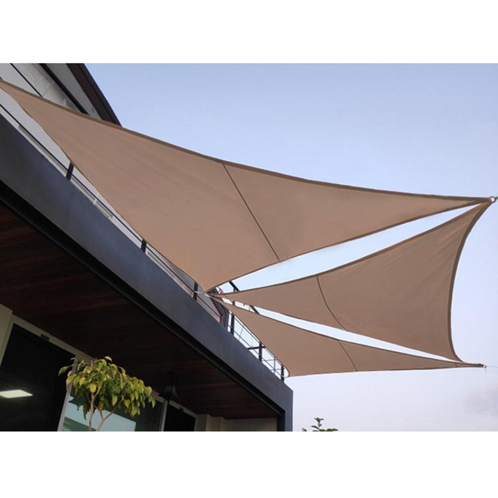 Waterproof Sun Shade Sail Khaki Home Outdoor Garden Canopy Patio Plant Cover UV Block Awning Decoration Sunshade triangle 285GSM