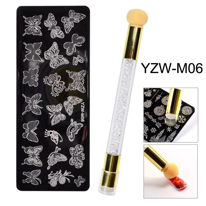 1 einstellen Nagel Stanzen Platten Schmetterling Schneeflocke Spitze Stempel Vorlage für Druck Schablone Werkzeuge: YZW-M06