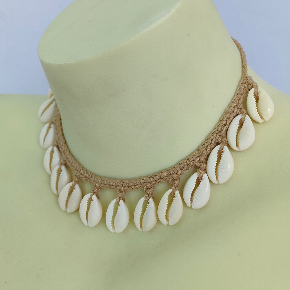 Acquista 2 ottieni il 20% di sconto semplicità ragazza conchiglia collana girocollo Crochet Bohemian Beach nappa collana conchiglia catena per ciondolo donna