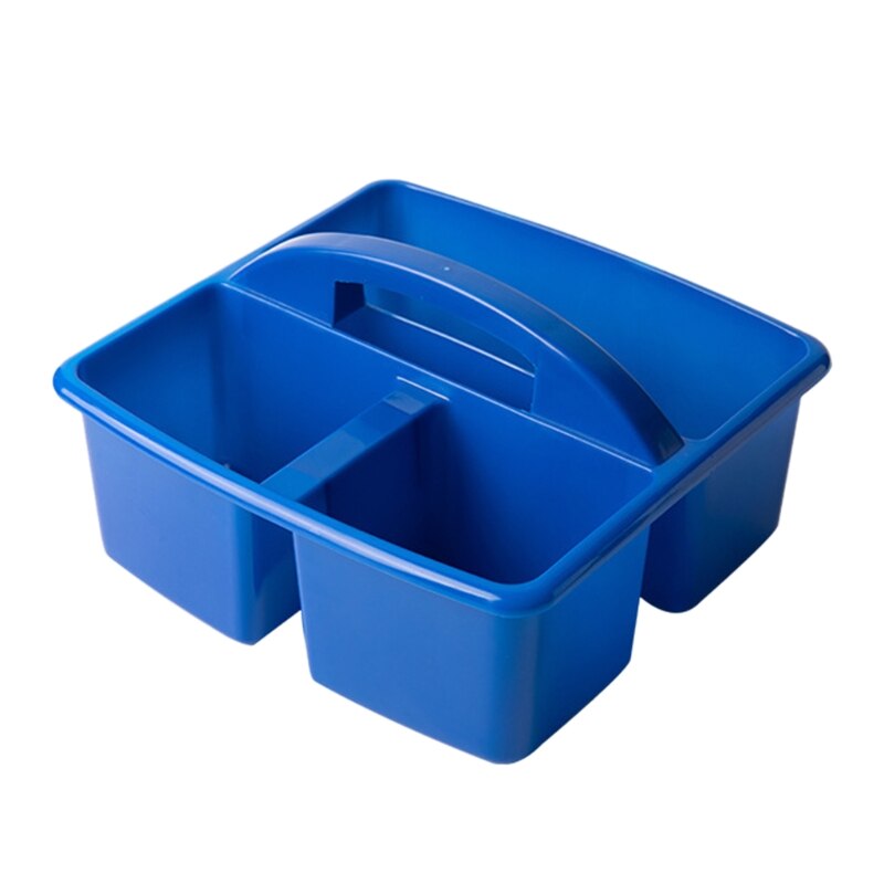 Portable Storage Caddies Box Plastic Divided Basket Bin with 3 Compartments Office Desk Organizer for Art Paint Brushes Colored: BL