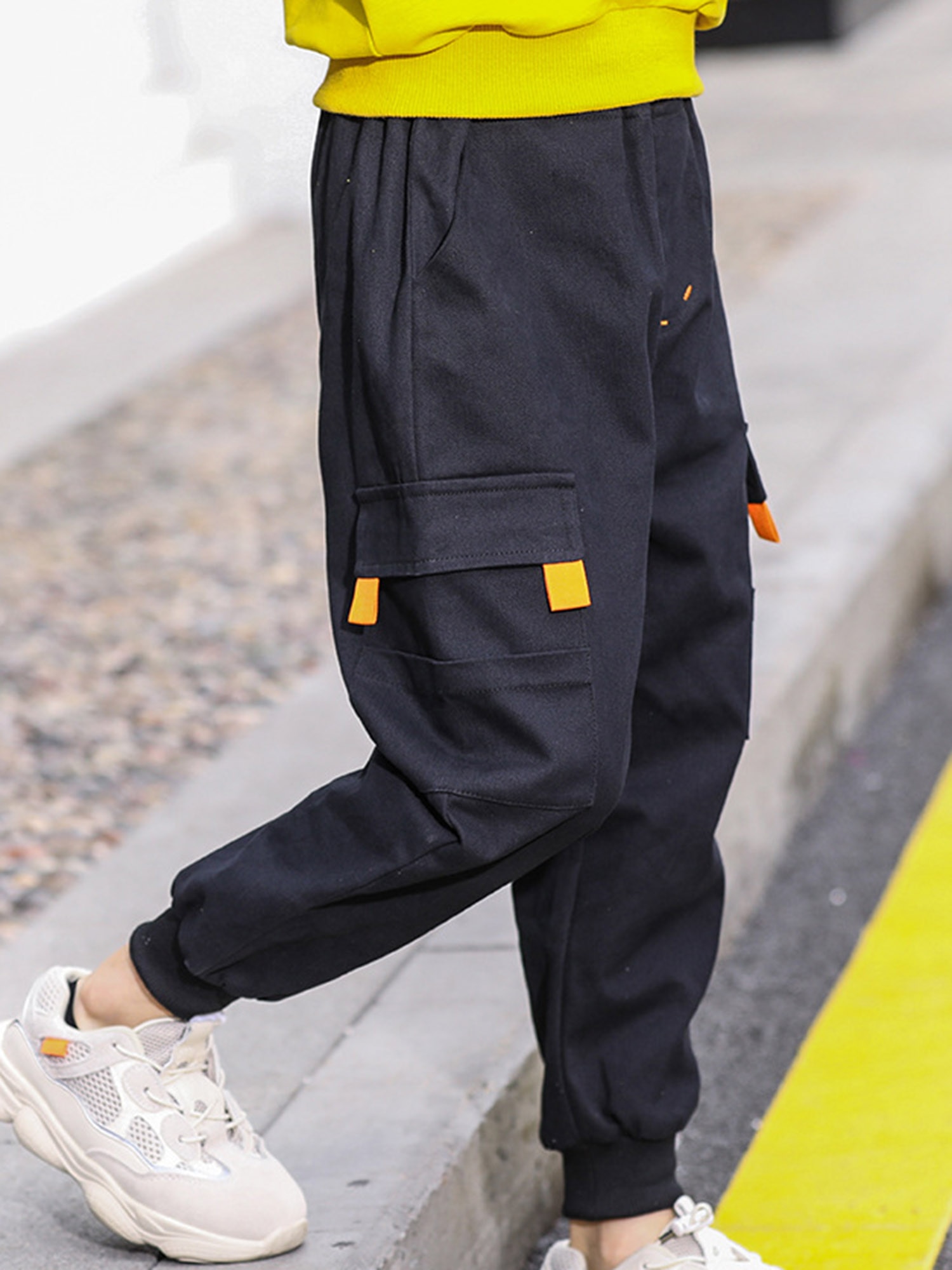 biodro chmiel spodnie dla dzieci chłopięce haremki, bojówki spodnie Multi kieszenie biegaczy wstęga bawełniana kombinezony spodnie dla dzieci nastolatki chłopcy spodnie dresowe