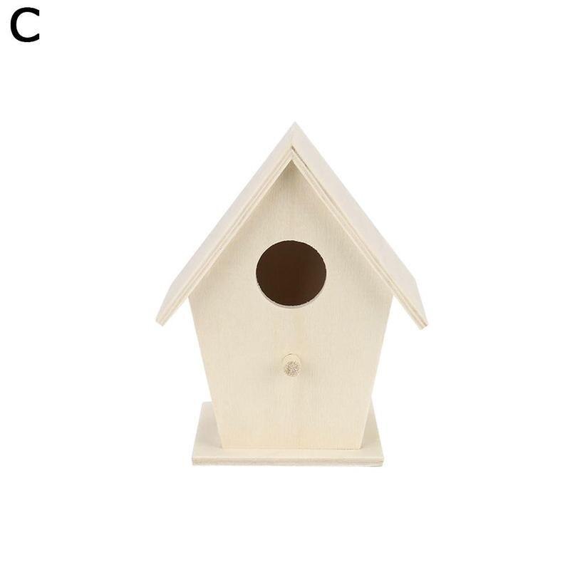 6 typer fågel trähus mini väggmonterat hängbo trädgårdsskötsel dekoration fåglar trä hem väska husdjursmaterial: C