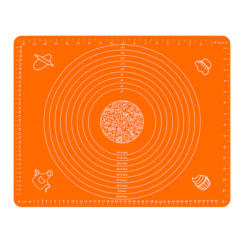 Non-stick Silicone Baking Mat with Scale Dough Pad Kneading Dough Non Stick Pastry Crepes Pizza Dough Mats Kitchen Baking Tools: orange