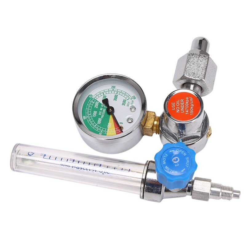 Oxygen Flowmeter Pressure Gauge Oxygen Flow Meter Oxygen Pressure Valve Regulator 0-10L/Min G5/8