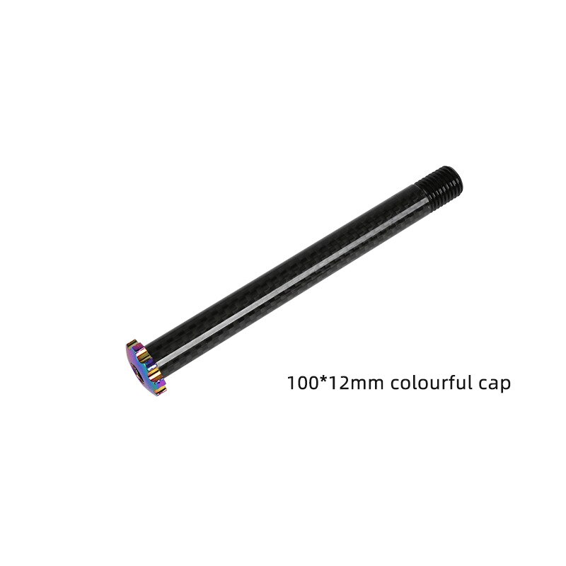 Karbon mtb navaksel gjennom aksel 12/15mm landeveissykkel foran baknav spyd hjulaksel navaksel 15 x 100 12 x 100 12 x 142 12 x 148 15 x 110: 100 x 12mm regnbue