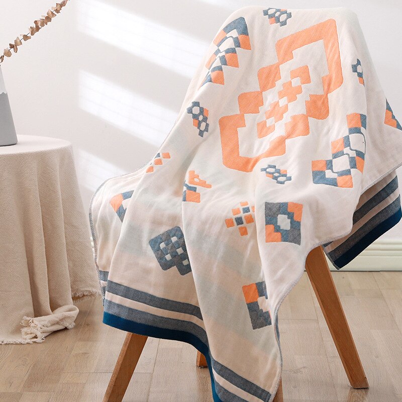 Geometric Printed Pattern Towels Soft Cotton Water Absrbent Bath Towel for Home Use Hotel Spa Service Bathing Accessories: blue1