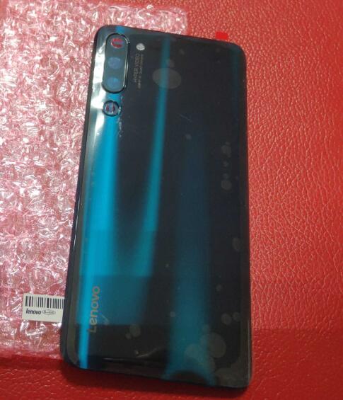100% Voor Lenovo Z6 Pro L78051 Glazen Deksel Terug Battery Cover Behuizing Deur Case Achter Met Camera Frame flash + Adhesive: Blue add Cam Frame