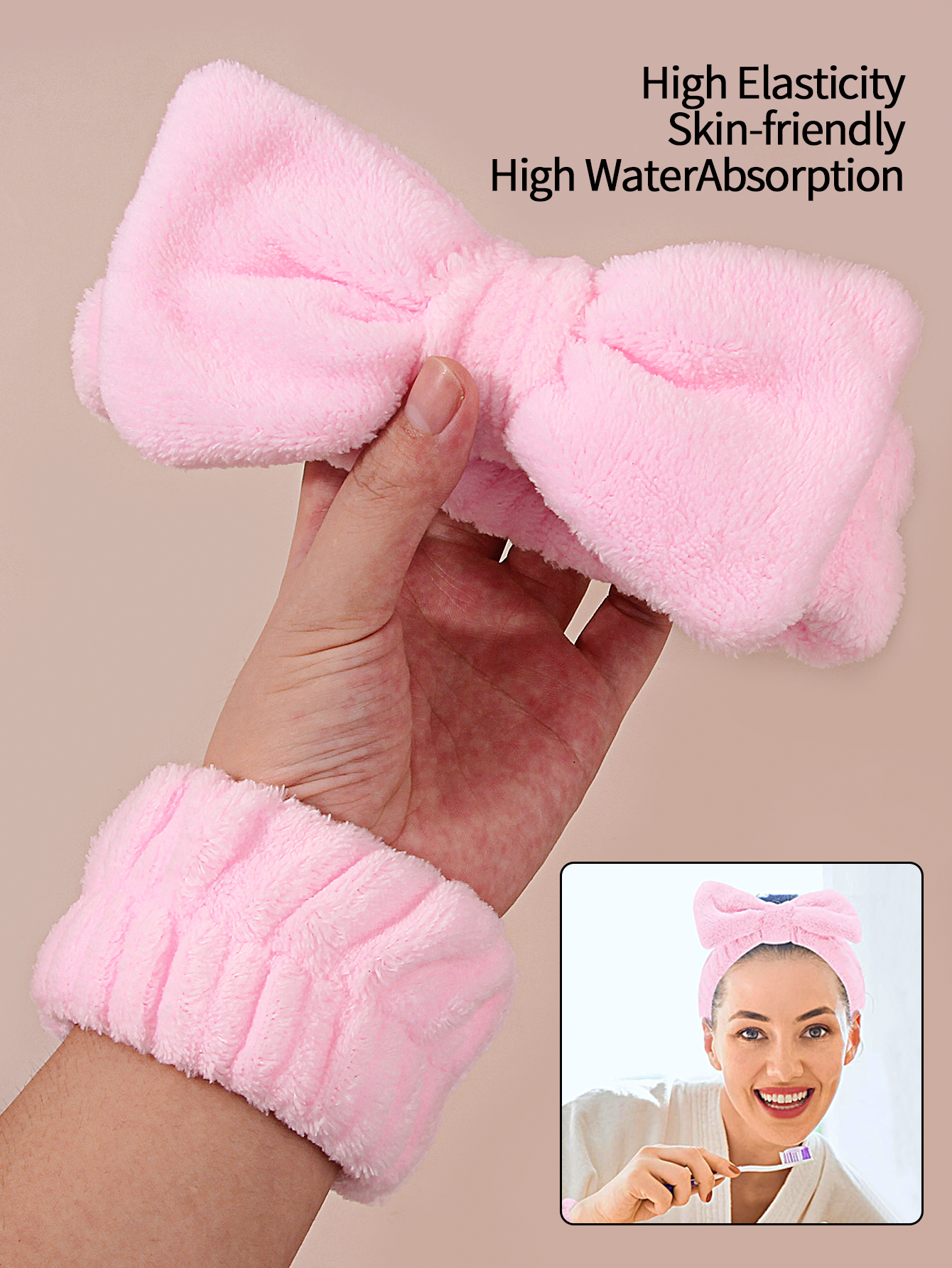 Spa-Stirnband zum Waschen des Gesichts, Hautpflege-Stirnband und Armband-Set, Gesichtsreinigungsbürste, 2-in-1-Hautpflege-Gesichtsbürste
