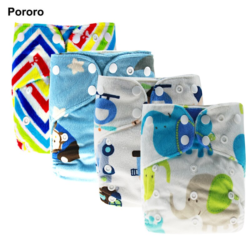 PORORO brand super soft baby cloth diaper nappy, minky PUL printed all in one size AIO baby nappies with bamboo insert