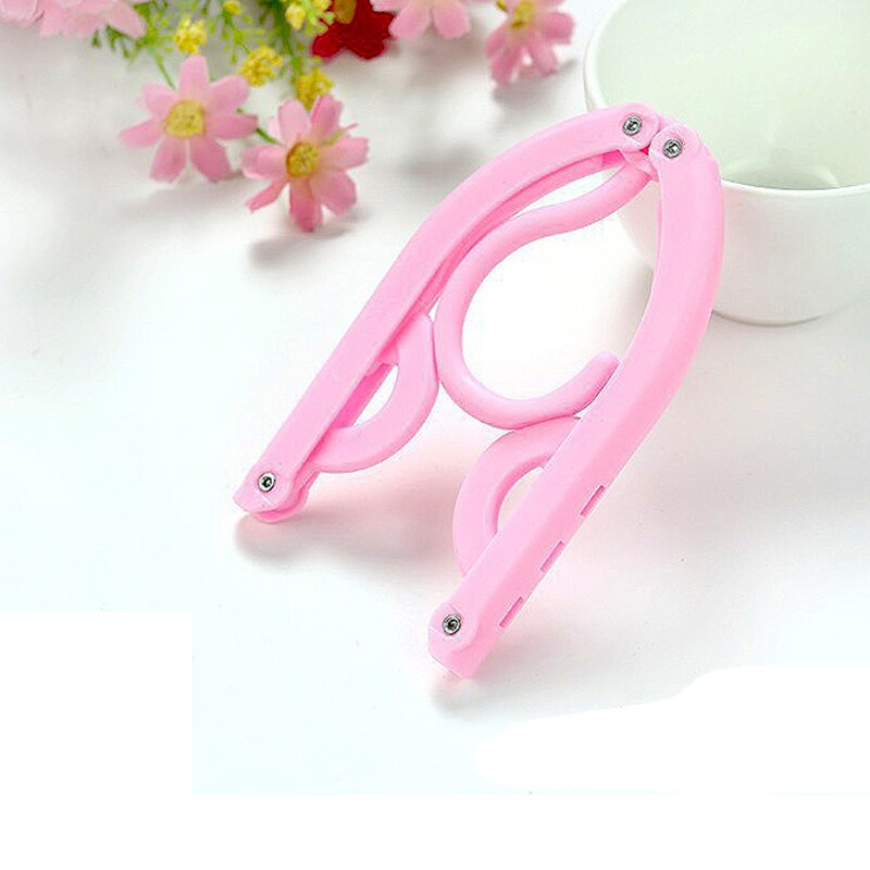 Multifunctional Portable Travel Folding Clothes Hanger Out Door Drying Rack Kids Home Storage Clothing Organizer: Pink