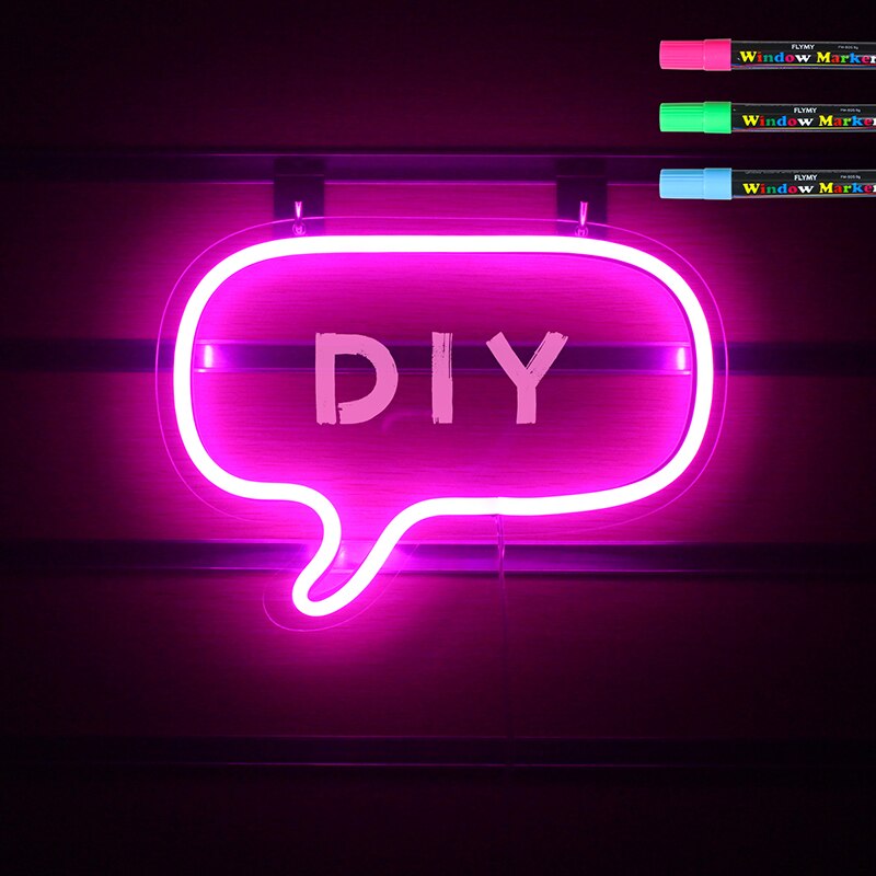 Wanxing Funny DIY Words LED Neon Sign Pink Dialog Box USB Battery Power Acrylic Neon Light For Bedroom Home Party Bar
