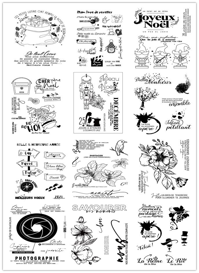 Fransk genomskinlig stämpel för scrapbooking transparent silikongummi gör-det-själv fotoalbumdekor  f131