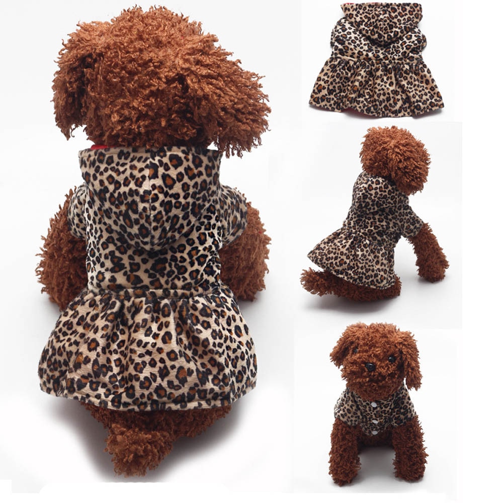 Mooie Leuke Honden Leopard Jurk Tops Puppy Katoen Hoodie Kleding Huisdier Huisdier donsjack hond katoenen jas Roupa De cachorro * 5