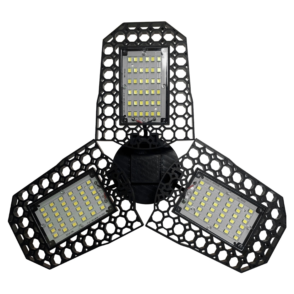 40/60/80W E27 Led Industrial Light 85-265V Foldable Fan Blade Light for Garage Factory Deformable Ceiling Lamp