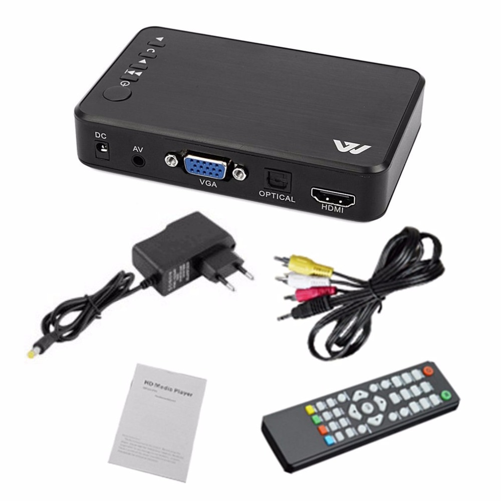 Mini reproductor de disco duro portátil, Full HD, 1920x1080, HDMI, VGA, AV, USB, reproductor Multimedia H7 para casa, coche y oficina
