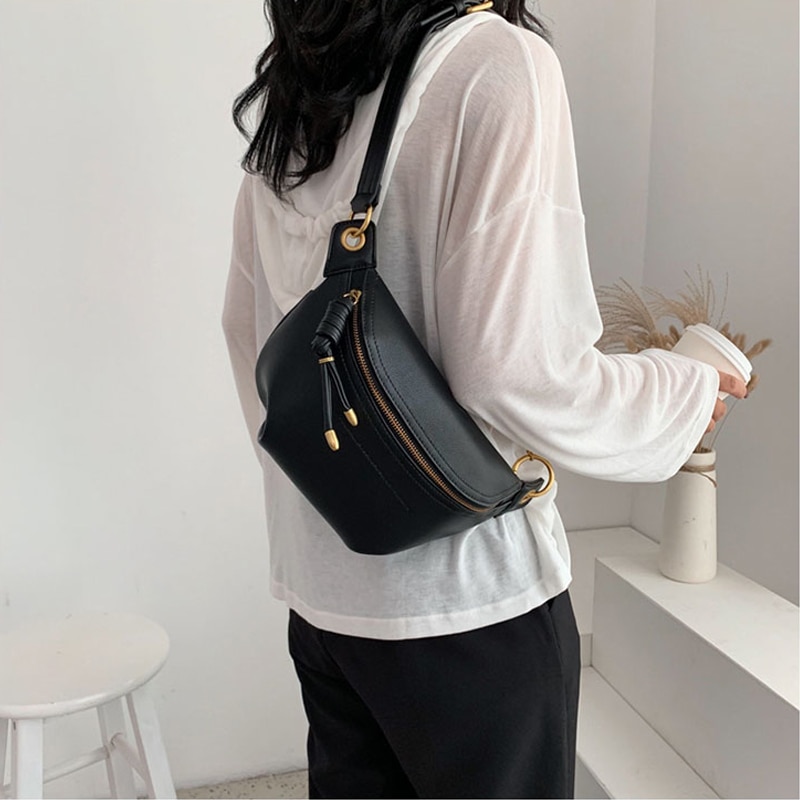 Women Waist Packs Leather Fanny Letter Belt Bags Shoulder Wild Messenger Chest Crossbody Bag Pouch