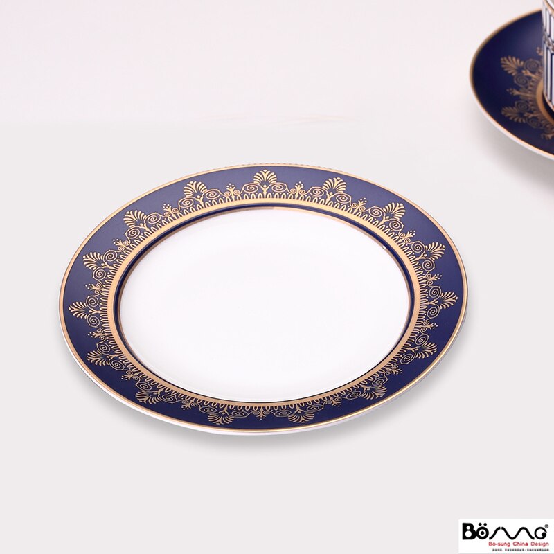 Striped high-grade dishes tableware neoclassical Phnom Penh Western Dish Set Ceramic steak flat plate household dish: 6 inch 