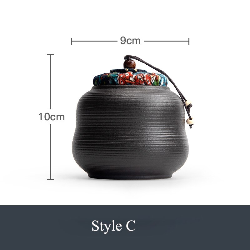 TANGPIN ceramic tea caddies black vintage tea canister chinese kungfu tea accessories: Style C