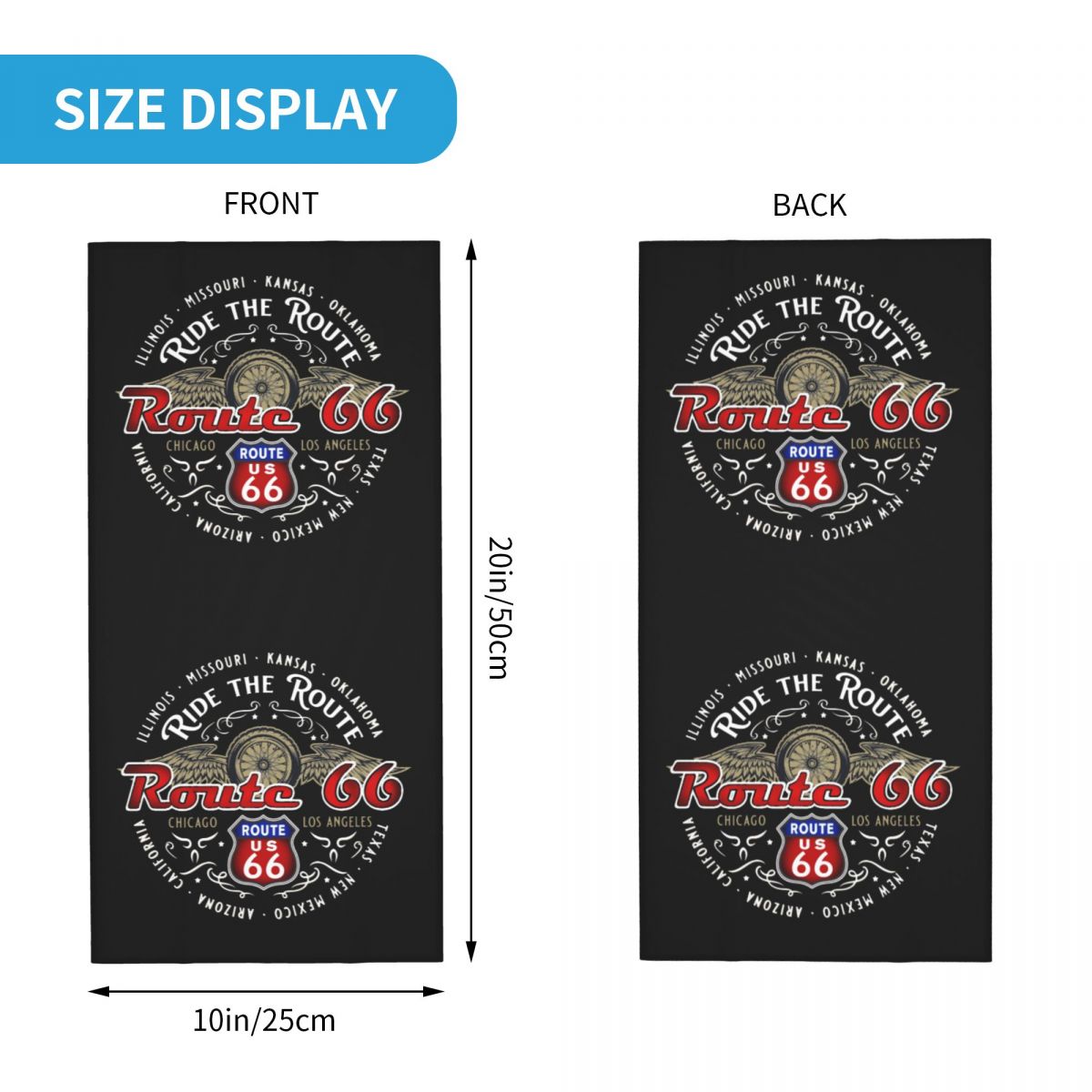 Benutzerdefinierte Ride The Route 66 Bandana Halstuch Gesichtsschal Abdeckung Biker Motorrad Cruise America Highway Stirnband Schlauch Sturmhaube