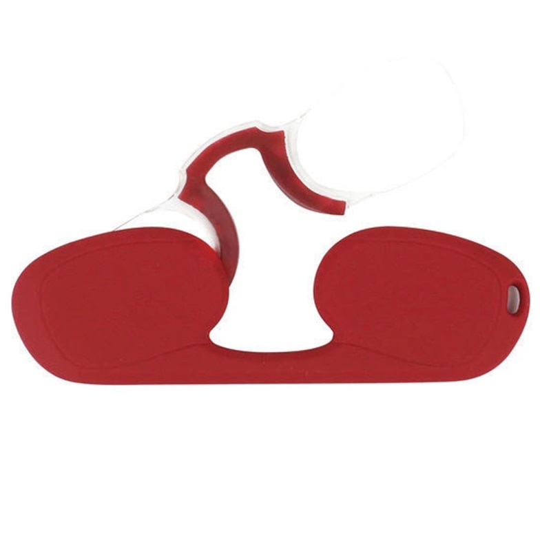Juli clip neus leesbril mini opvouwbare leesbril heren en dames gemakkelijk mee te nemen met sleutelhanger etui prince-nez glas 5003: +100 / C3 rode