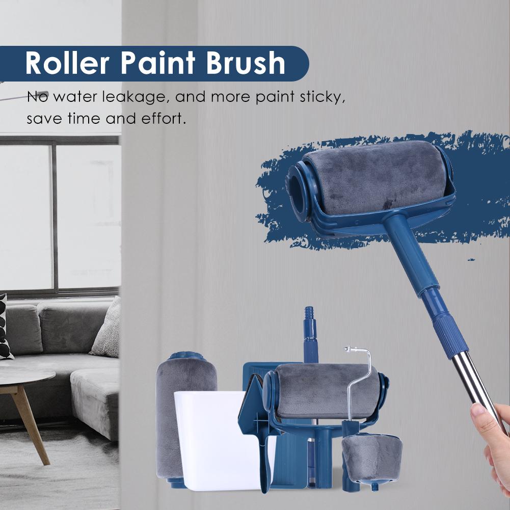 Conjunto de 8 unidades de herramientas para rodillo de pintura multifuncionales DIY, para uso doméstico, mango decorativo de pared, herramienta para borde flocado, Brus de pintura