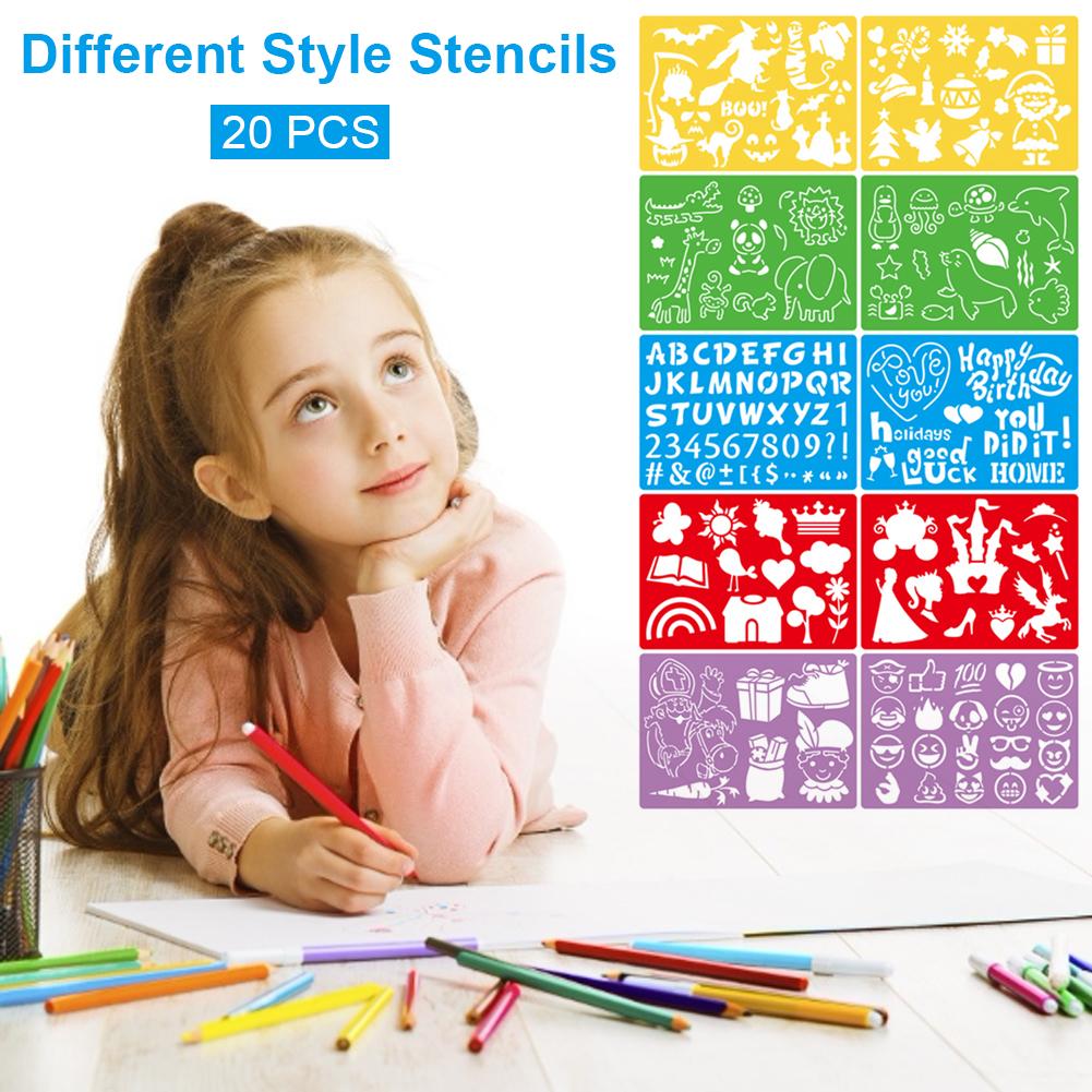 20Pcs Drawing Stencils Set for Kids Over 300 Different Patterns to Draw Imaginative Children's Storie
