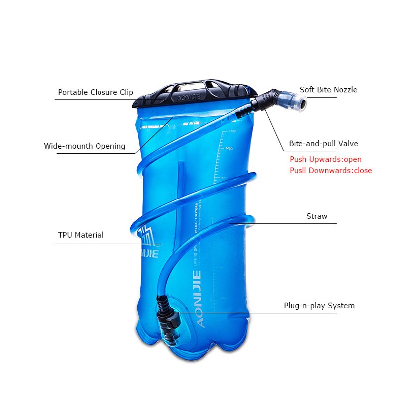 Aonijie SD16 1.5L/2L/3L Zachte Reservoir Waterzak Water Bag Hydratatie Pack Drinken Running Fietsen Marathon Voor rugzak