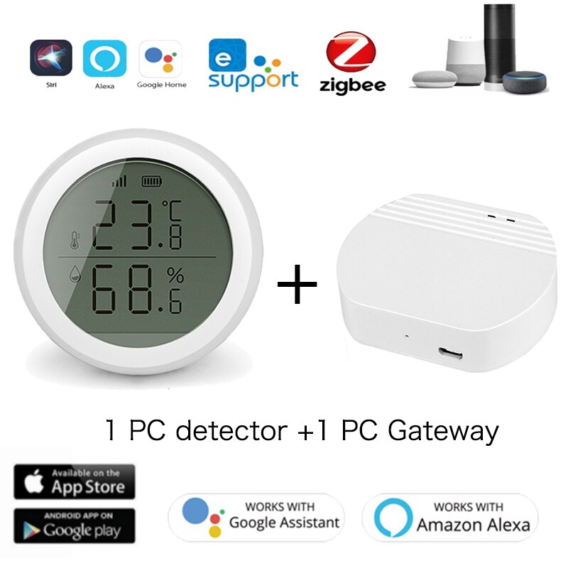 EWelink ZigBee-Smart Home Temperature And Humidity Sensor Zigbee With LED Display Real-time Detection Works With Zigbee Home: 1detector 1Gateway