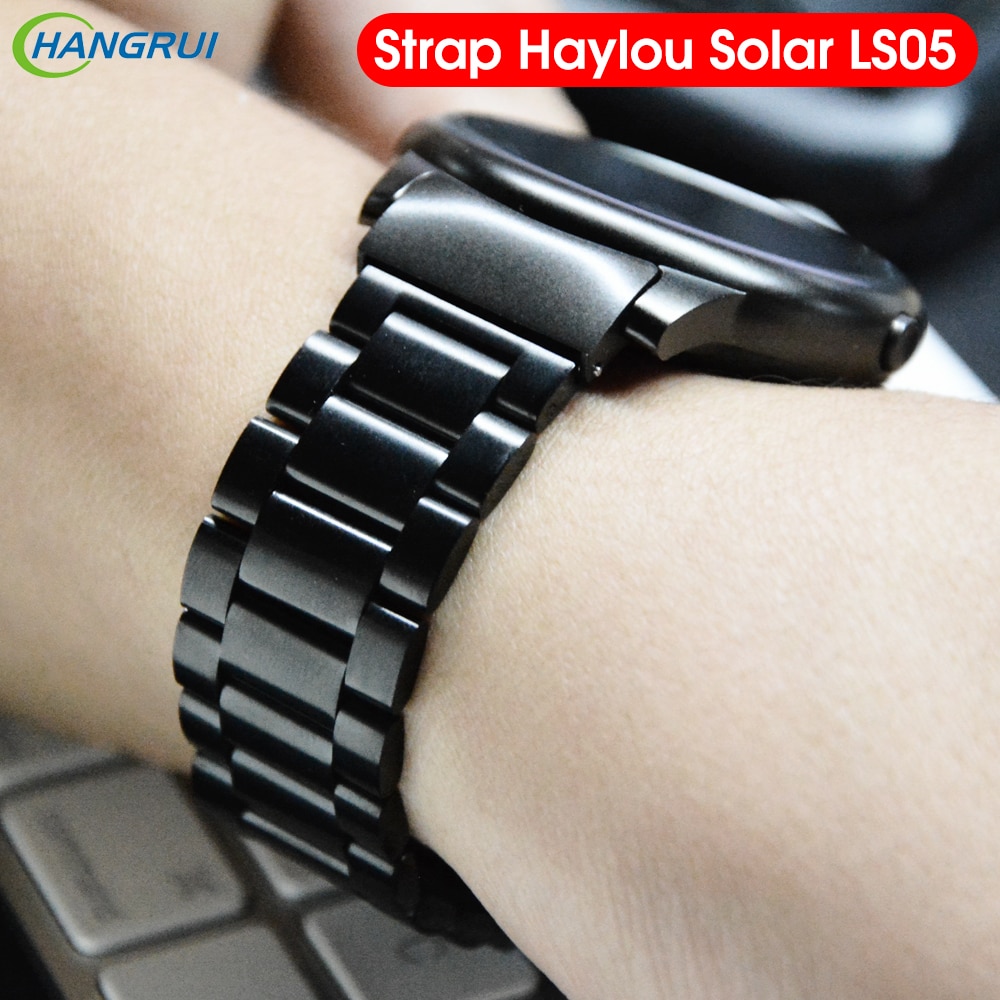 Metal til haylou solar  ls05 rem armbåndsbånd rustfrit stål stropper til xiaomi haylou solar smart urrem bælte sag