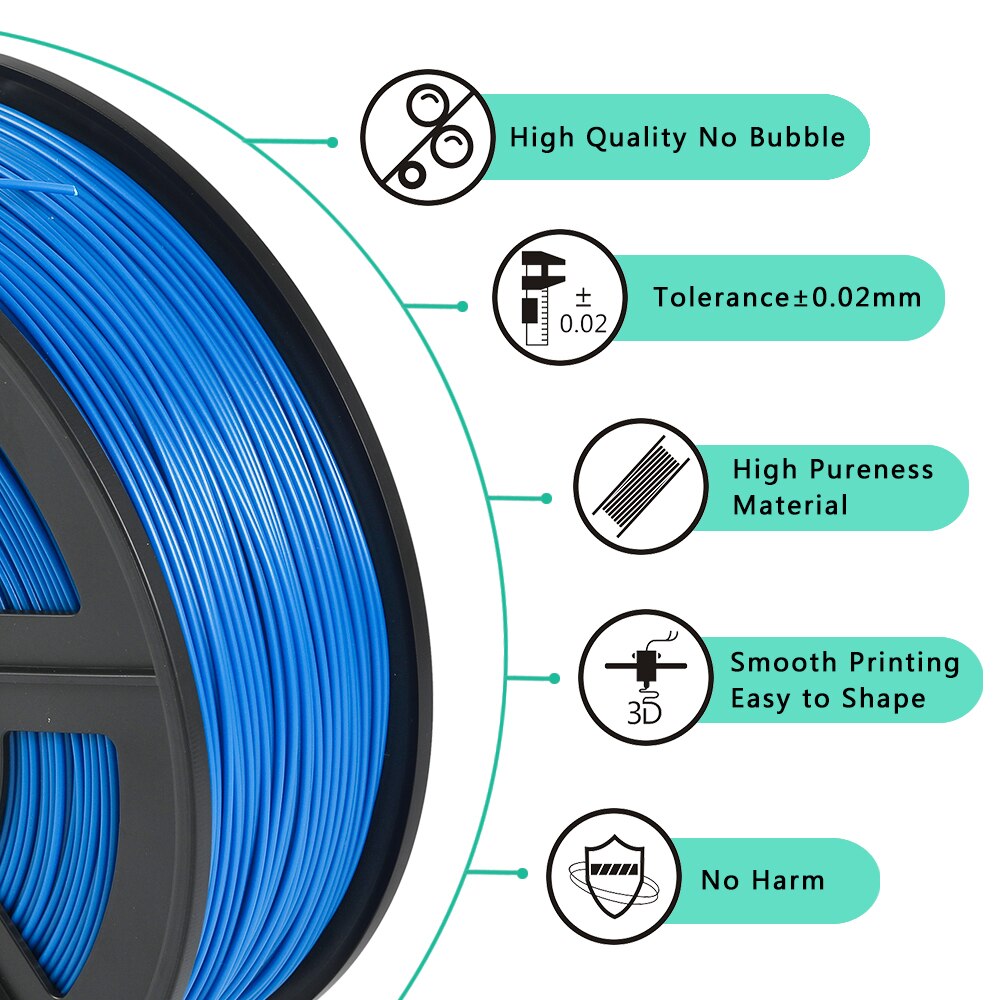 Sunlu Abs 3D Printer Filamenten 1.75Mm 2.2LBS/1Kg Met Spool Zwart Abs Filament