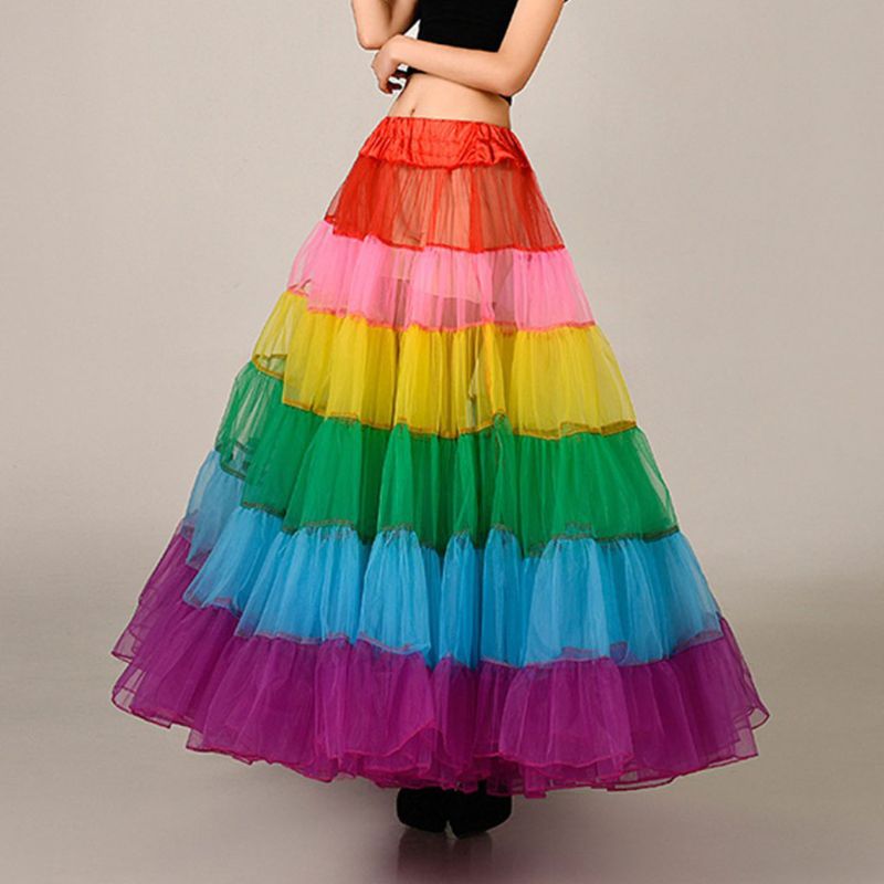 Jupon coloré sans os, robe de mariée, sous-jupe, grande danse, pendule, Tutu, Crinoline, jupon de mariée, Rockabilly