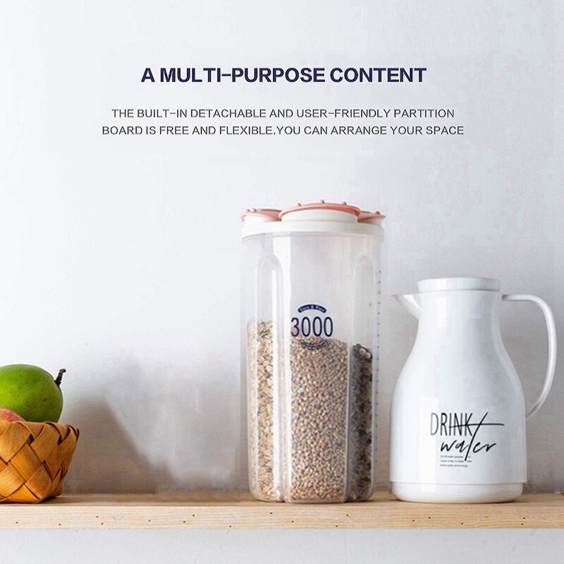 Airtight Kitchen Food Storage Containers 3L/102 Oz, Plastic Containers with Easy Lock Lids,Kitchen Pantry Organization