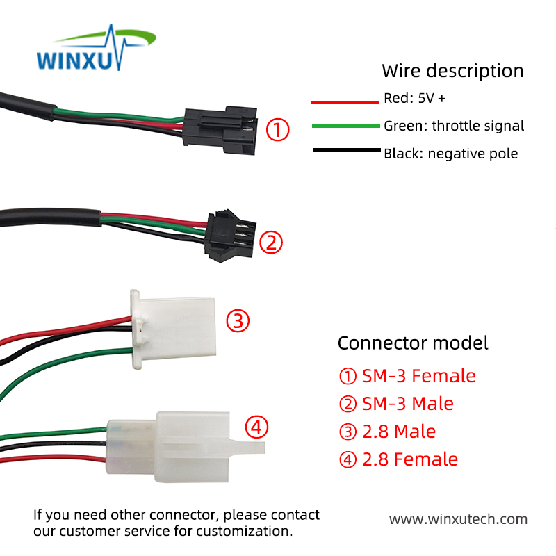 Acelerador de giro de bicicleta eléctrica, Sensor Hall, manija de giro, acelerador de 1,5 m para Scooter Eléctrico, bicicleta eléctrica, motocicleta, triciclo