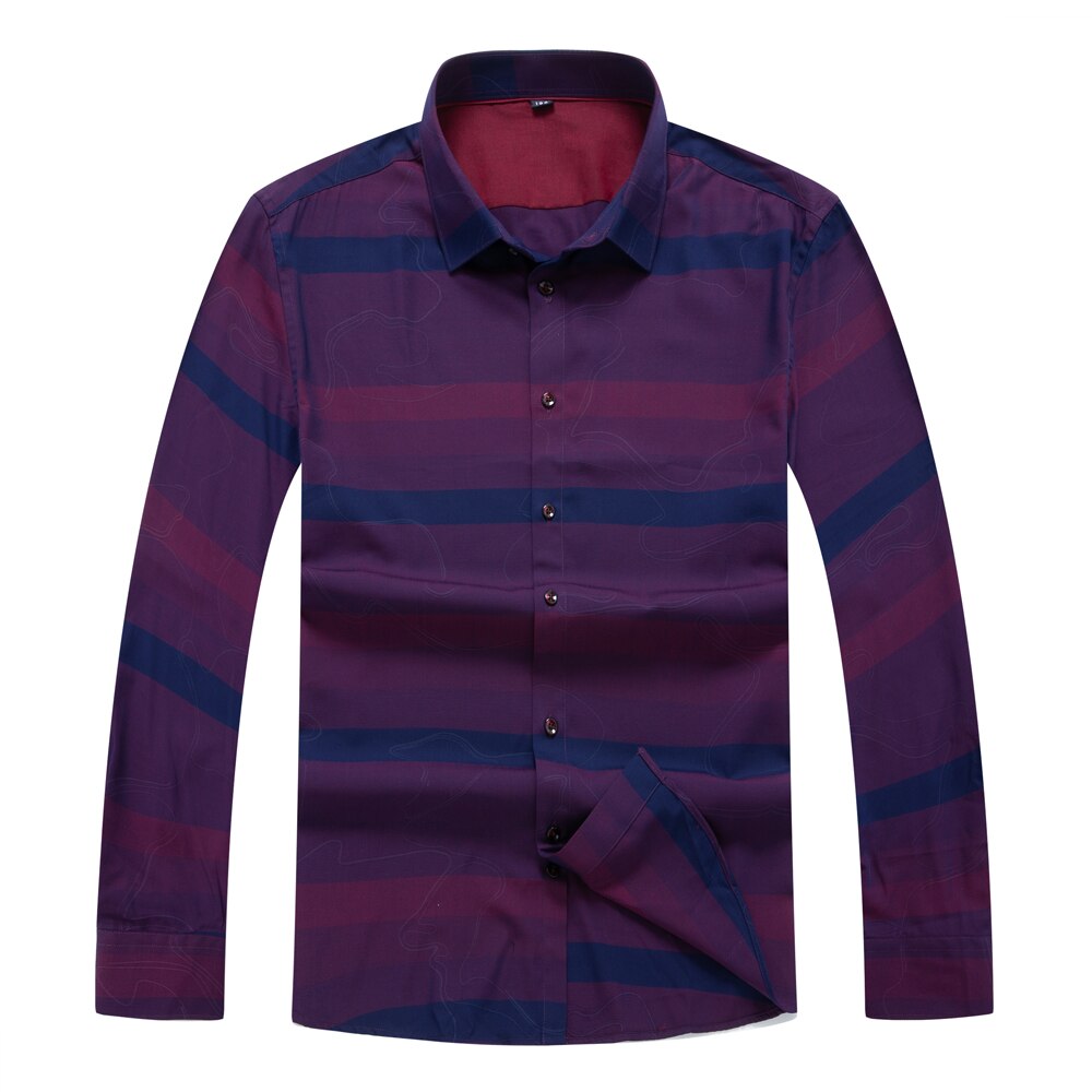 5XL 6XL 7XL 8XL Plus Größe männer Bambus Faser Hemd Neue Geschäft lässig Große Streifen Lang Hülse Hemd Männlich Kleidung: verrotten / 205-6XL